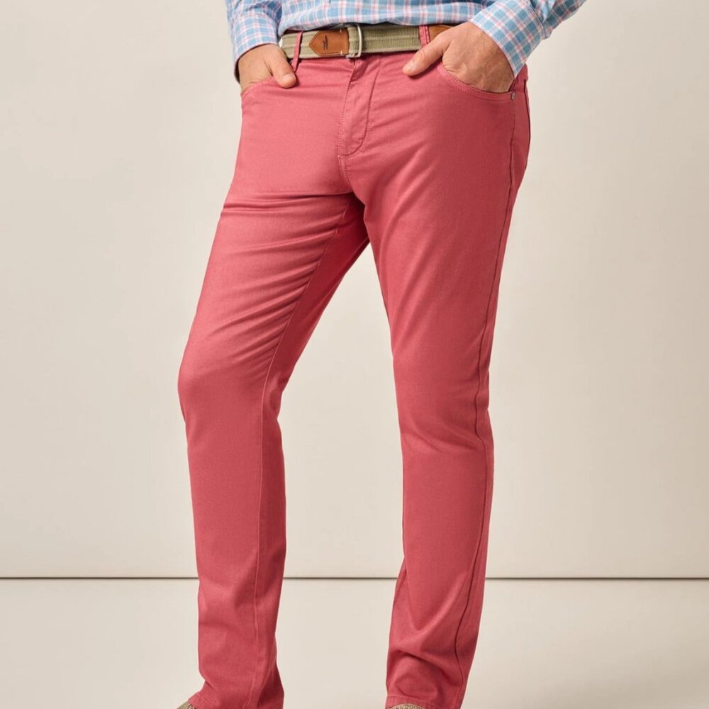 johnnie-O Carmel Sateen 5-Pocket Pants Malibu Red Size 38X32